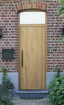 Moderne rechte PVC voordeur met lichte eiken houtlookfolie